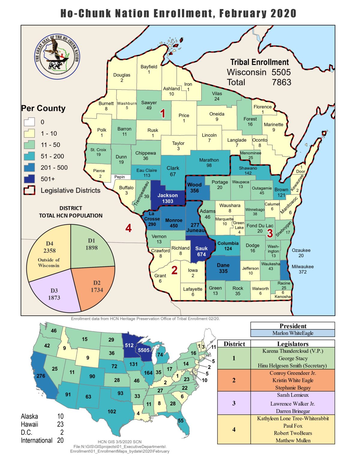 Current HoChunk Population Map HoChunk Nation